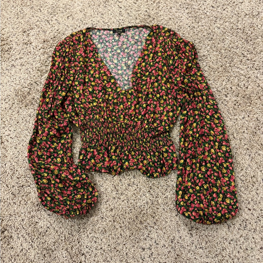 AFRM Floral Smocked Blouse